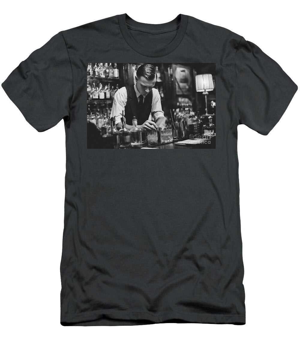 Speakeasy Bartender Mixing Drinks Secretive Clint Mclaughlin T-Shirt