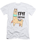 Spit Happens Funny Llama Quote with Cute Llama Licensed Art T-Shirt