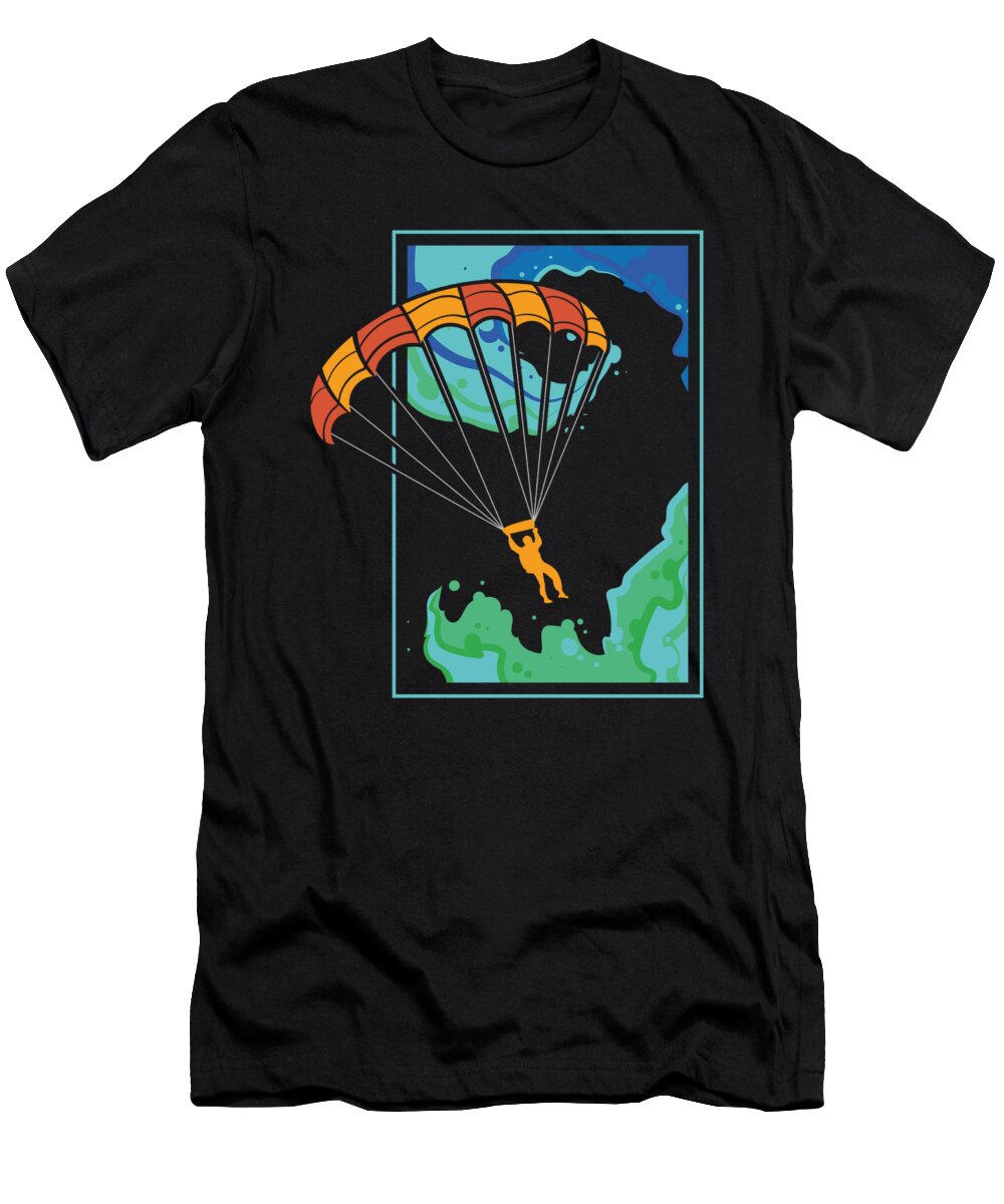 Splash Art Parachuting Skydiver Skydiving Maximus Designs T-Shirt
