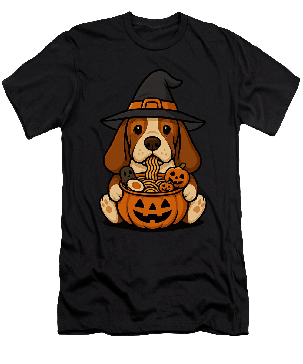 Spooky Basset Hound Pumpkin Japanese Ramen Zyneu Gangd T-Shirt