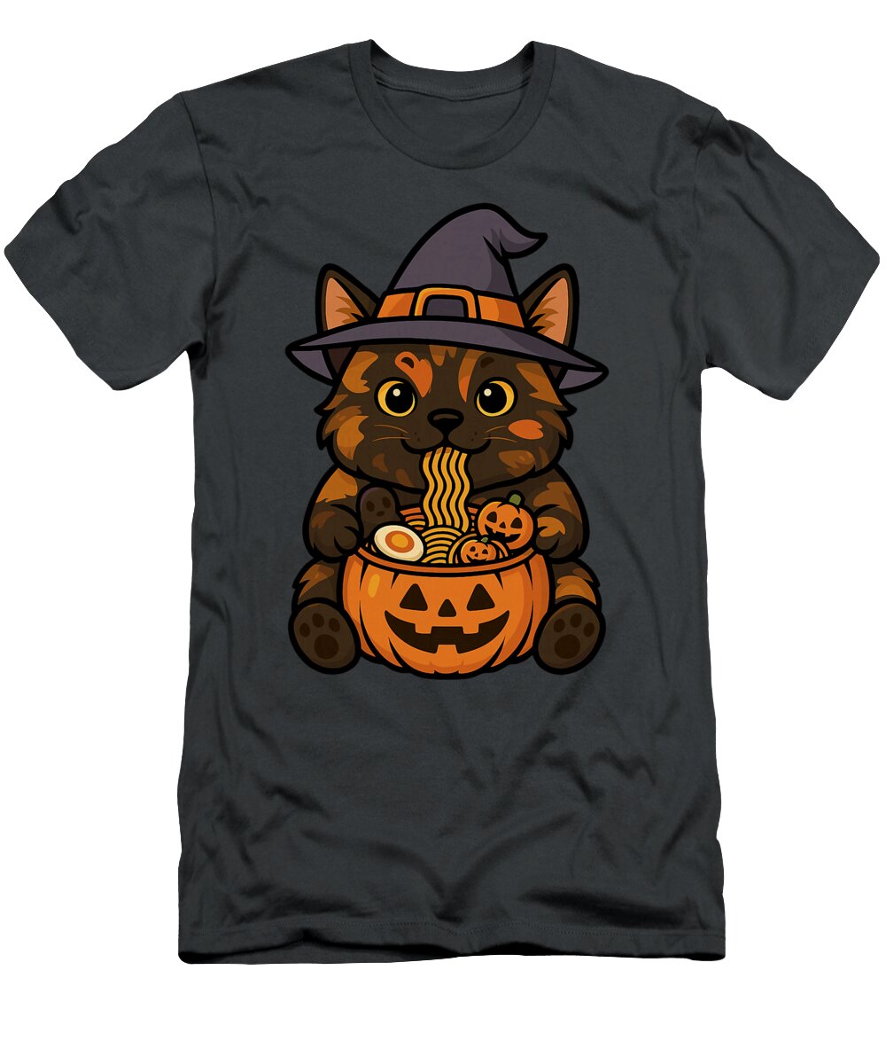 Spooky Tortoiseshell Cat Pumpkin Japanese Ramen Zyneu Gangd T-Shirt