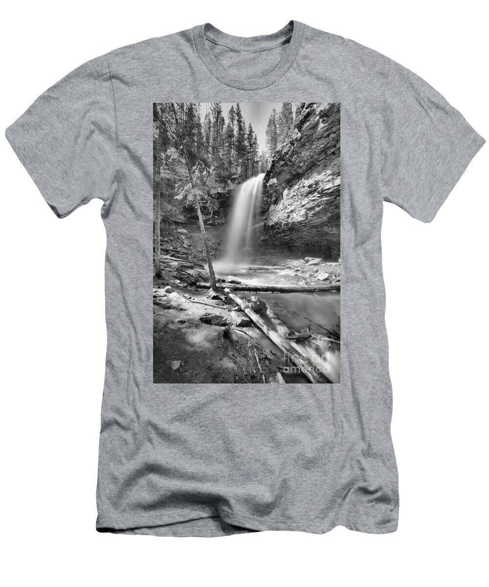 Spring At Troll Falls Black and White Adam Jewell T-Shirt