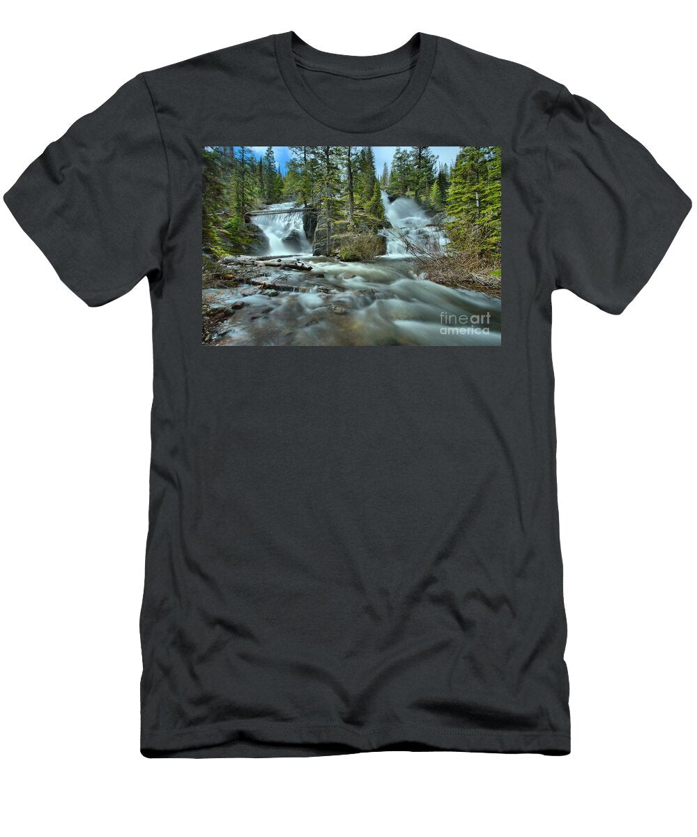 Springtime At Glacier Twin Falls Adam Jewell T-Shirt