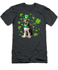 St Patrick Day Husky Lucky Shamrock Funny Dog Lover Gift Julie Hurst T-Shirt