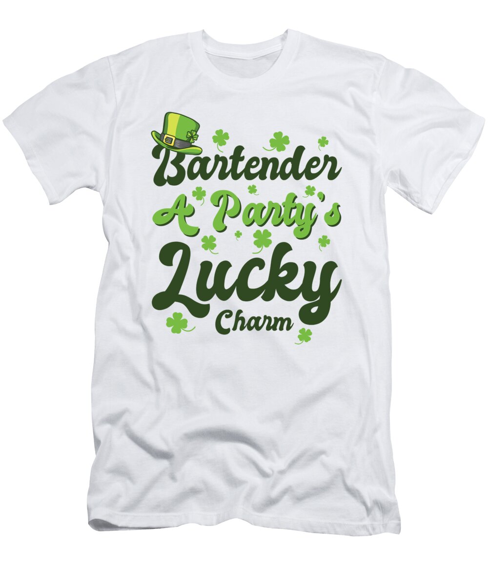 St Patricks Day Shamrock Clover Bartender Lucky Charm Toms Store T-Shirt