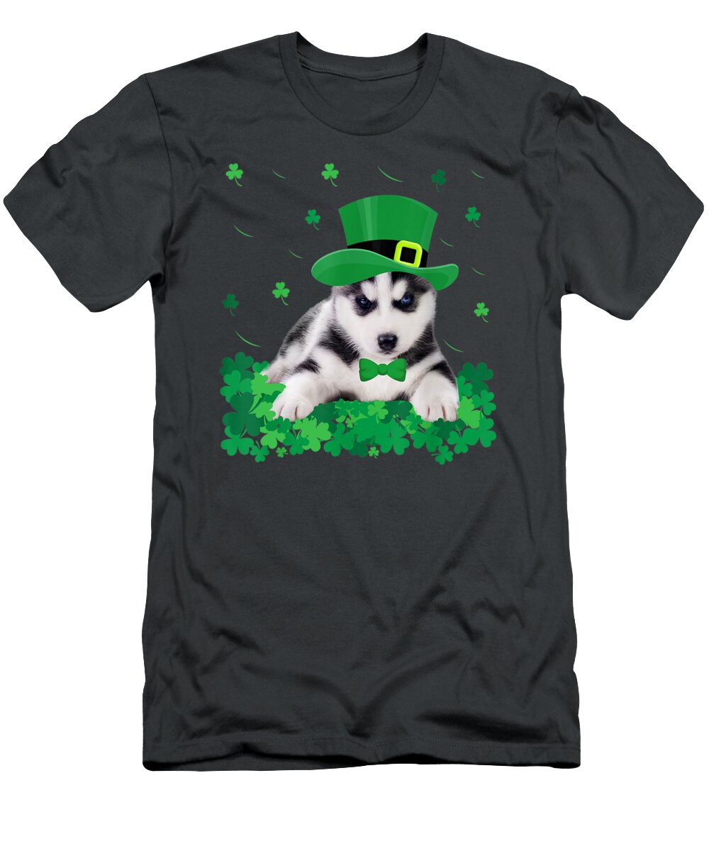 St Patricks Day Siberian Husky Shamrock Pet Dog Lover Julie Hurst T-Shirt