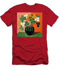 St Patricks Serenity Minimalistic Shamrock Bliss in Green Orange White Olfactoart Studio T-Shirt