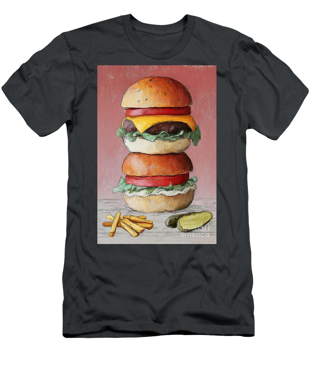 Stacked Burgers and Fries Olfactoart Studio T-Shirt