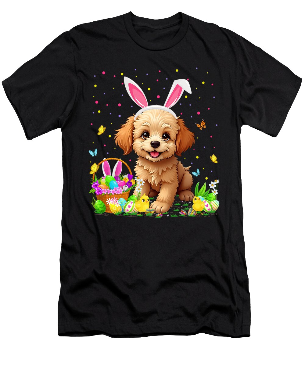 Standard Poodle Dog Easter Egg Hunt Bunny Ear Studi Alex T-Shirt