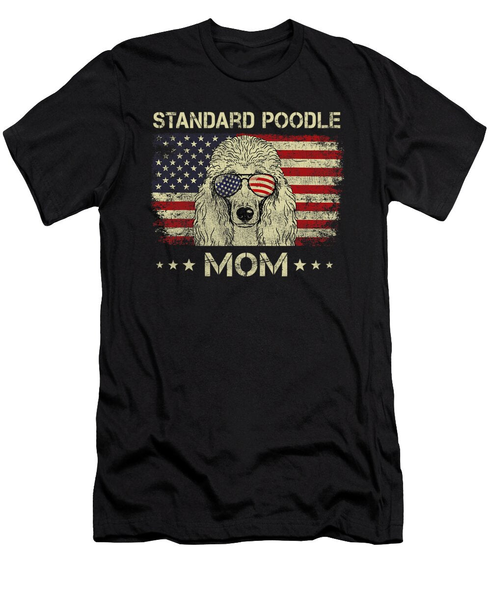 Standard Poodle Mom Dog Lovers American Flag 4th Natalie Lidford T-Shirt