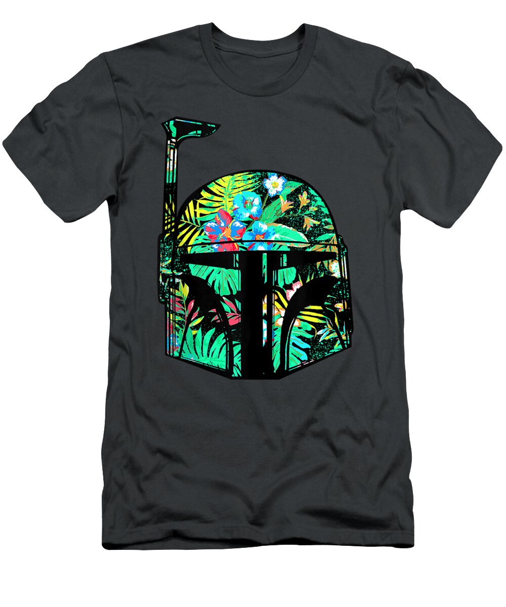 Star Wars Boba Fett Helmet Tropical Flower Fill Zachar Franky T-Shirt