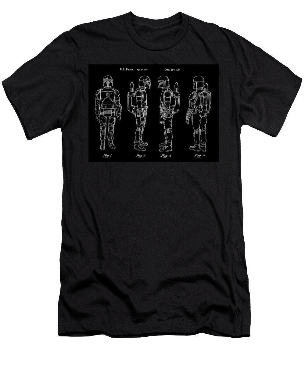 Star Wars Boba Fett Patent 1982 Black Stephen Younts T-Shirt