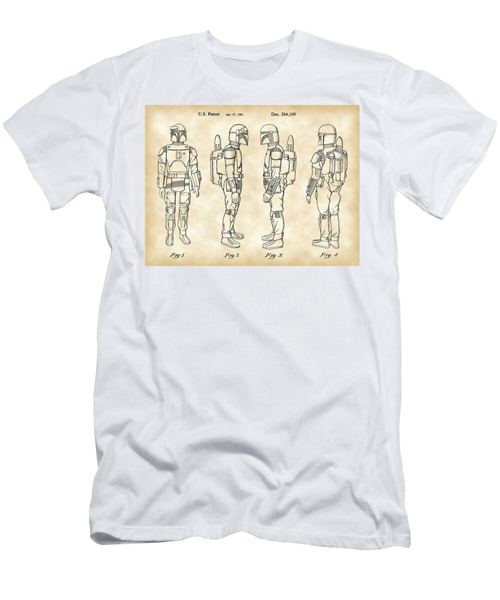 Star Wars Boba Fett Patent 1982 Parchment Stephen Younts T-Shirt