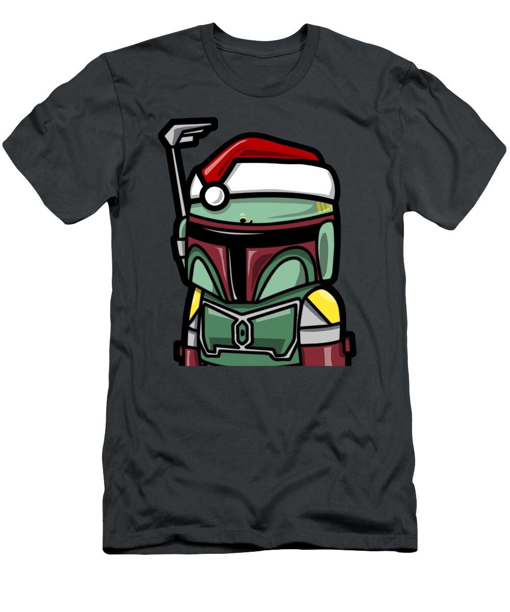 Star Wars Boba Fett Santa Hat Cartoon Style Christmas Daniel Faye T-Shirt