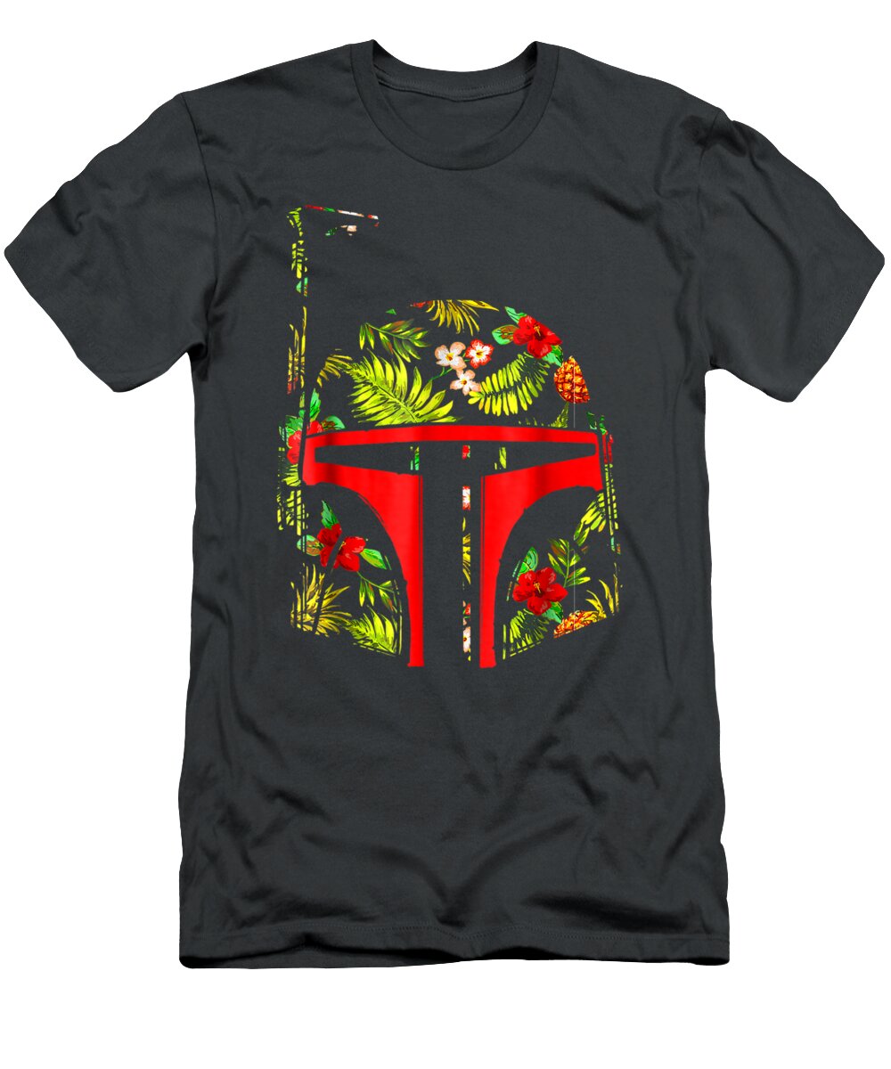 Star Wars Boba Fett Tropical Print Helmet Graphic Tommyz Jenna T-Shirt