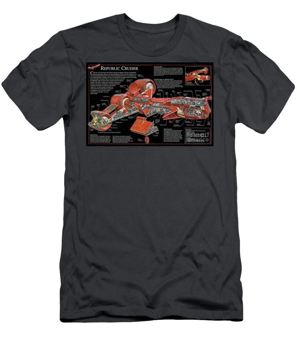 Star Wars Republic Cruiser Ship Cutaway Vladislav Shapovalenko T-Shirt