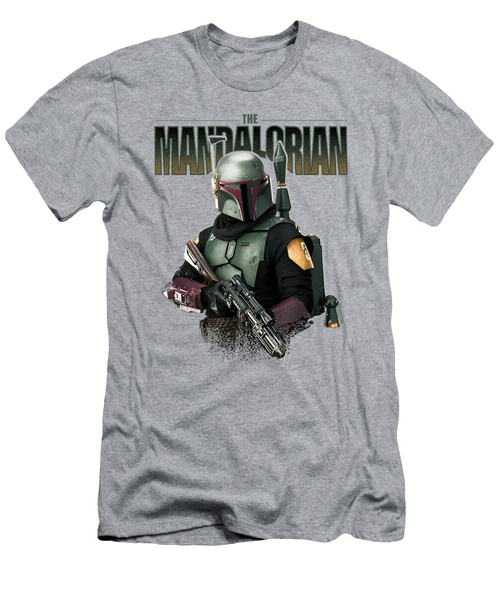 Star Wars the Mandalorian Boba Fett Logo Portrait R15 Rahizk Laraj T-Shirt