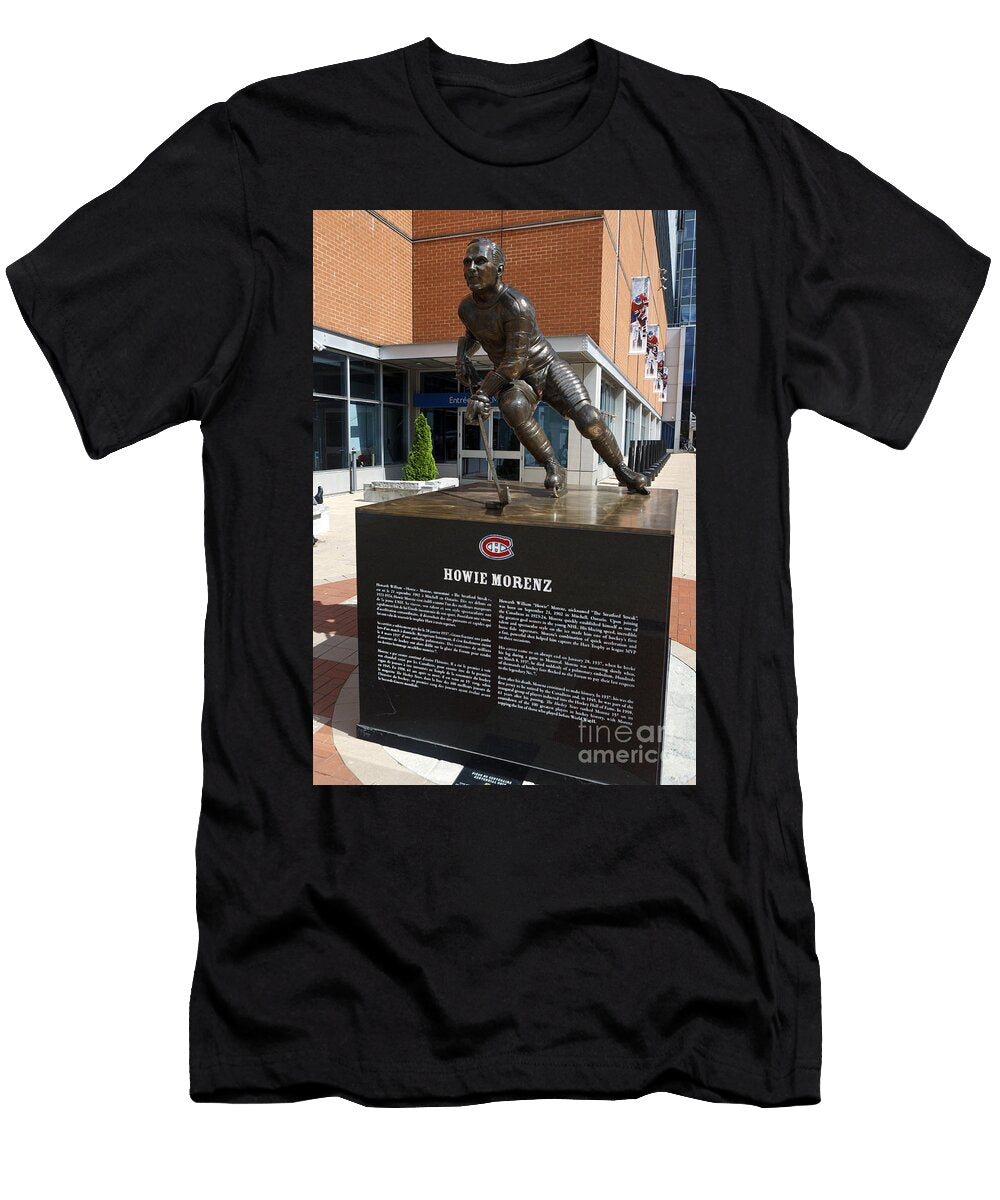 Statue of Montreal Canadiens Hockey Player Howie Morenz Jason O Watson T-Shirt