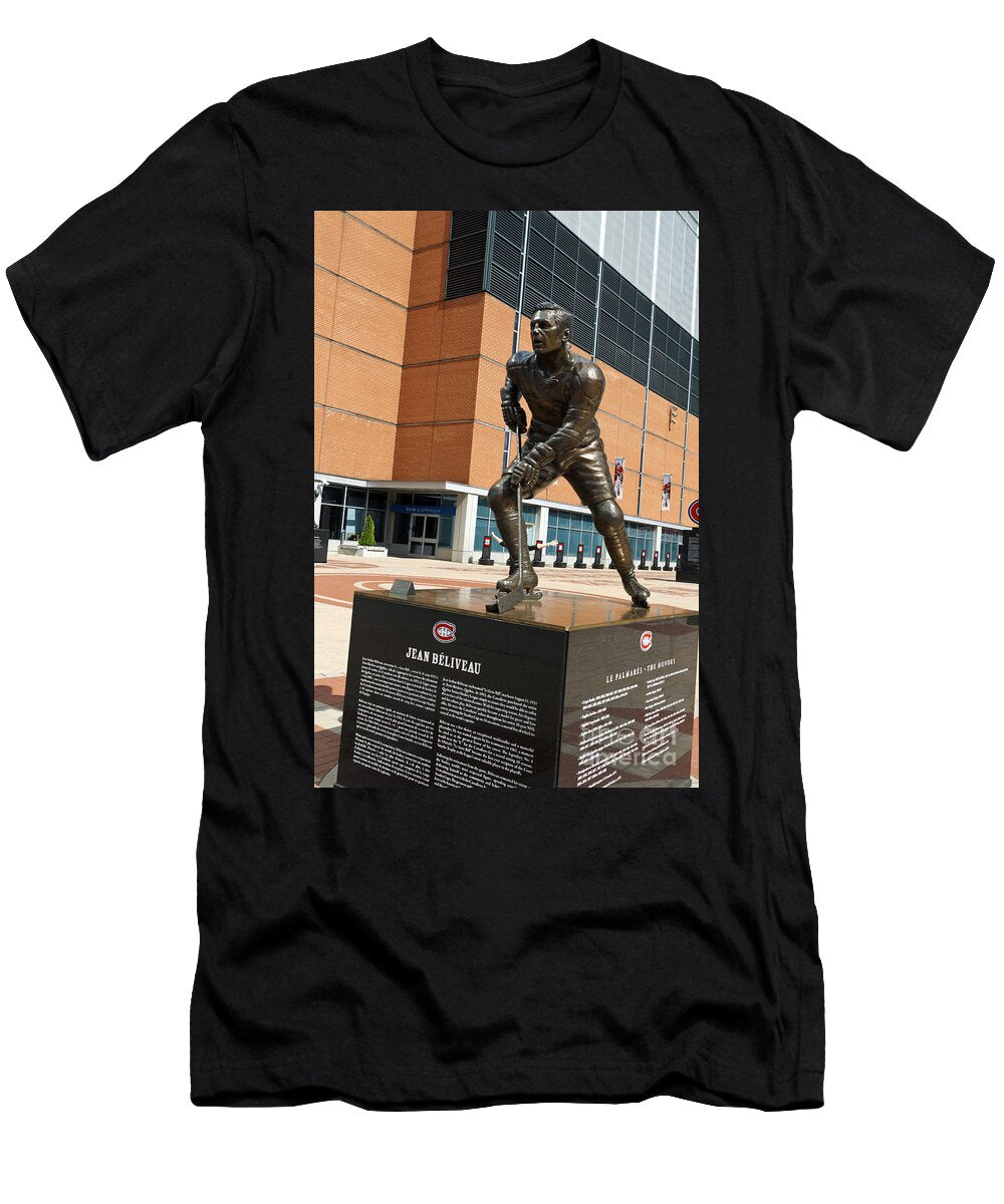 Statue of Montreal Canadiens Hockey Player Jean Beliveau Jason O Watson T-Shirt