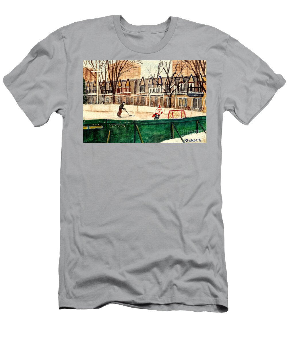 Staynor Park Hockey Practice Outdoor Hockey Rink Westmount Montreal Winter Scene Grace Venditti Grace Venditti T-Shirt