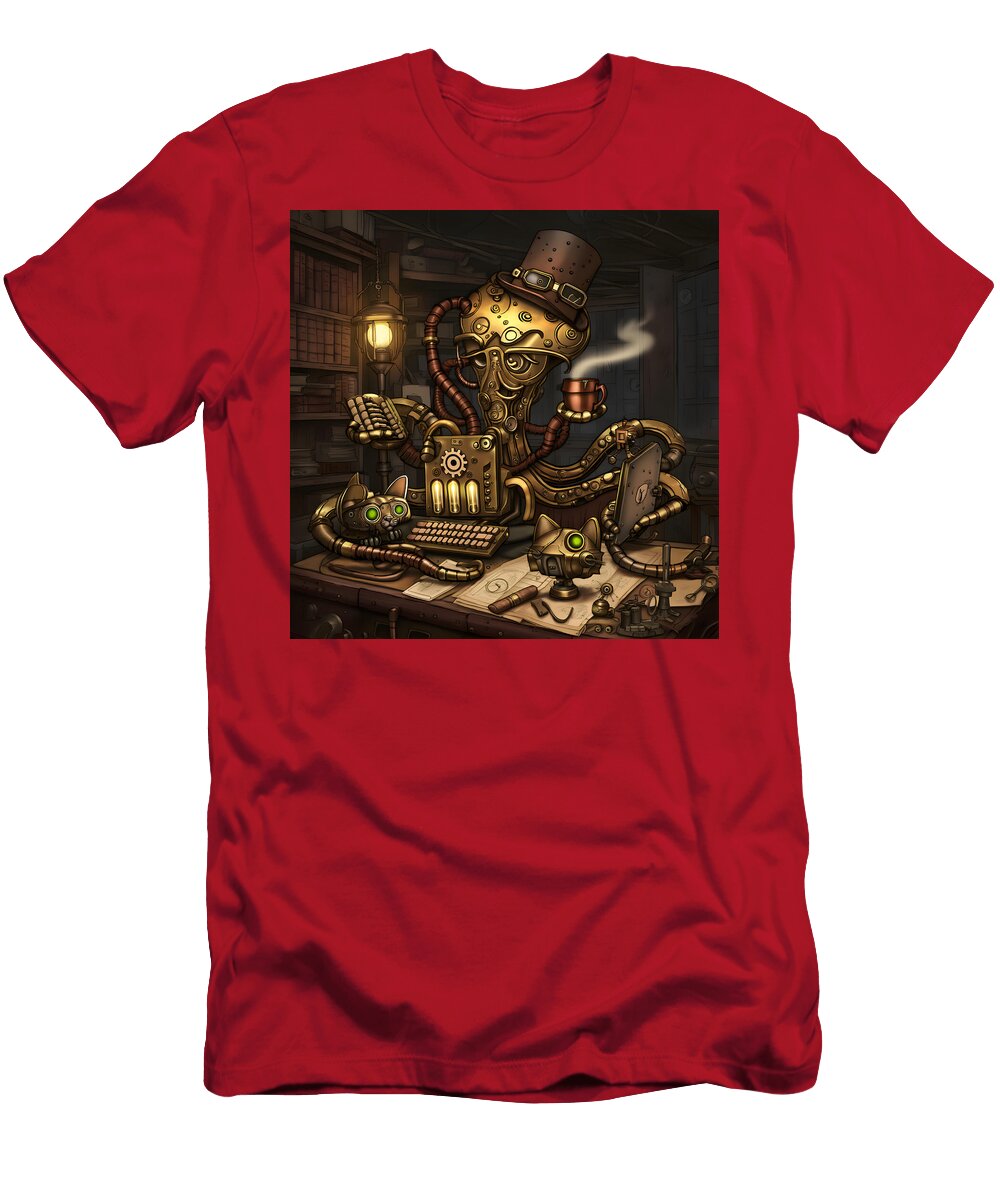 Steampunk Octopus Bartender Nabil Rejaibi T-Shirt