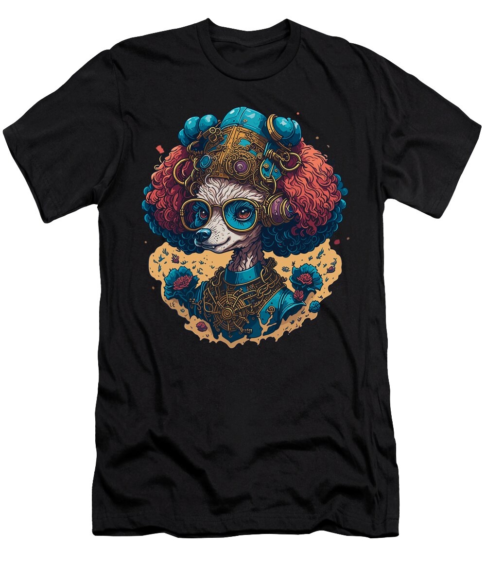 Steampunk Poodle Retro Mechanics Dog Dog Lovers Natalie Lidford T-Shirt