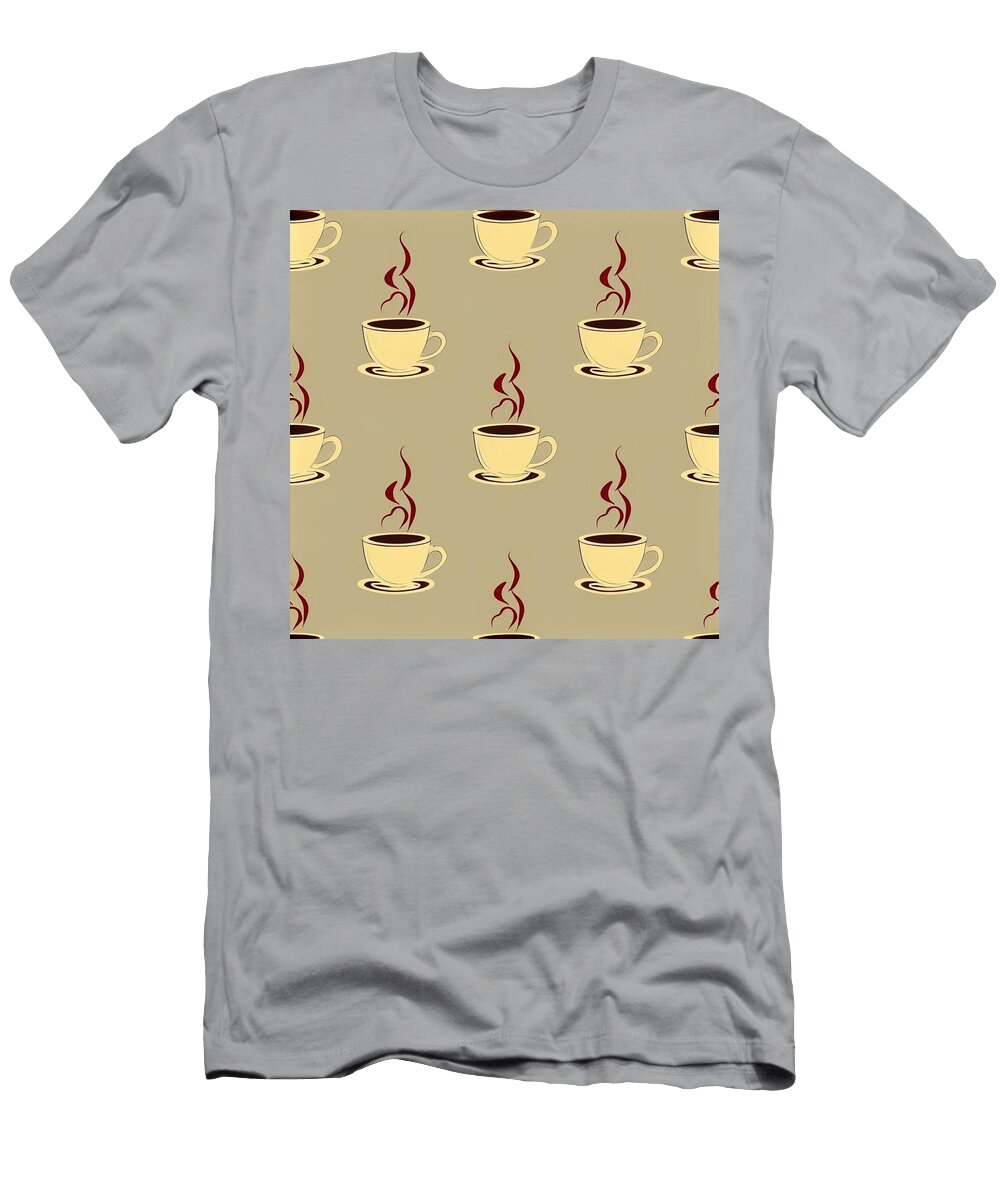 Steamy Sips Cozy Coffee Pattern Mounir Khalfouf T-Shirt