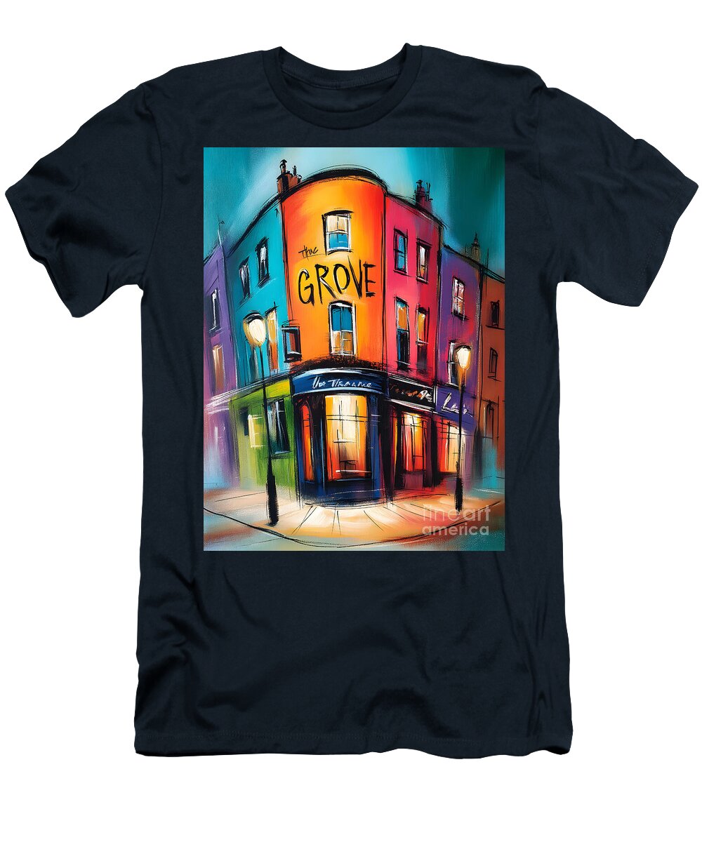 Step Into the Grove a Vibrant Abstract Celebration of Urban Nightlife Color and Energy Olfactoart Studio T-Shirt