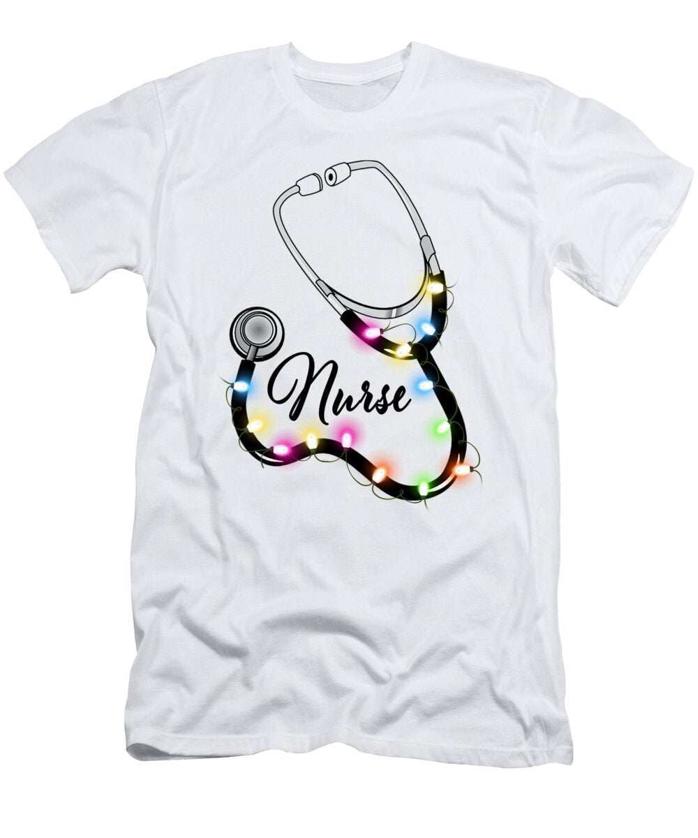 Stethoscope with Christmas Lights Nurse Merry Christmas Gifts for Nurse Fancylifestyle T-Shirt