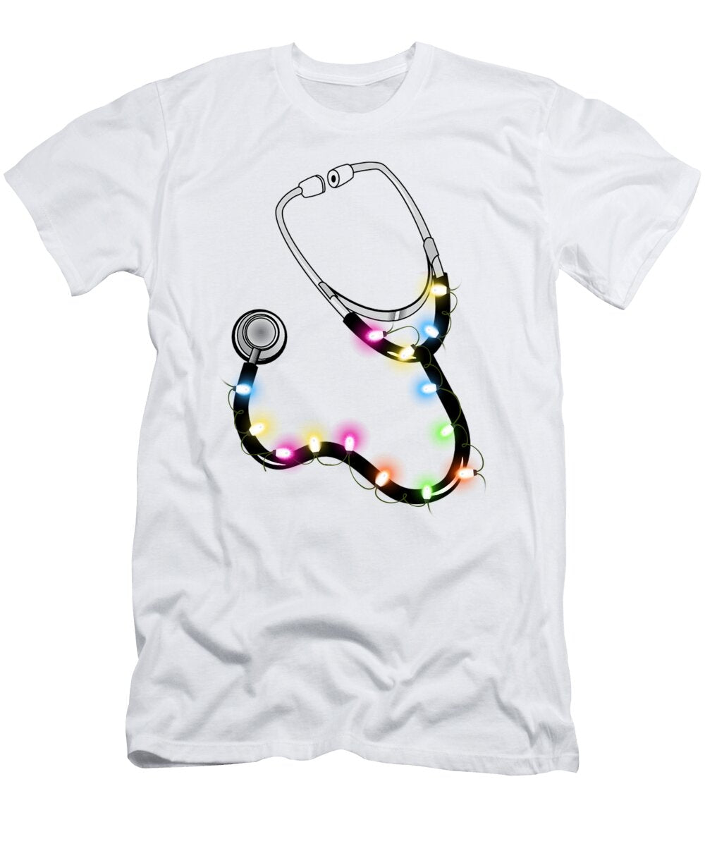 Stethoscope with Christmas Lights Merry Xmas Nurse Best Gifts for 2022 Fancylifestyle T-Shirt