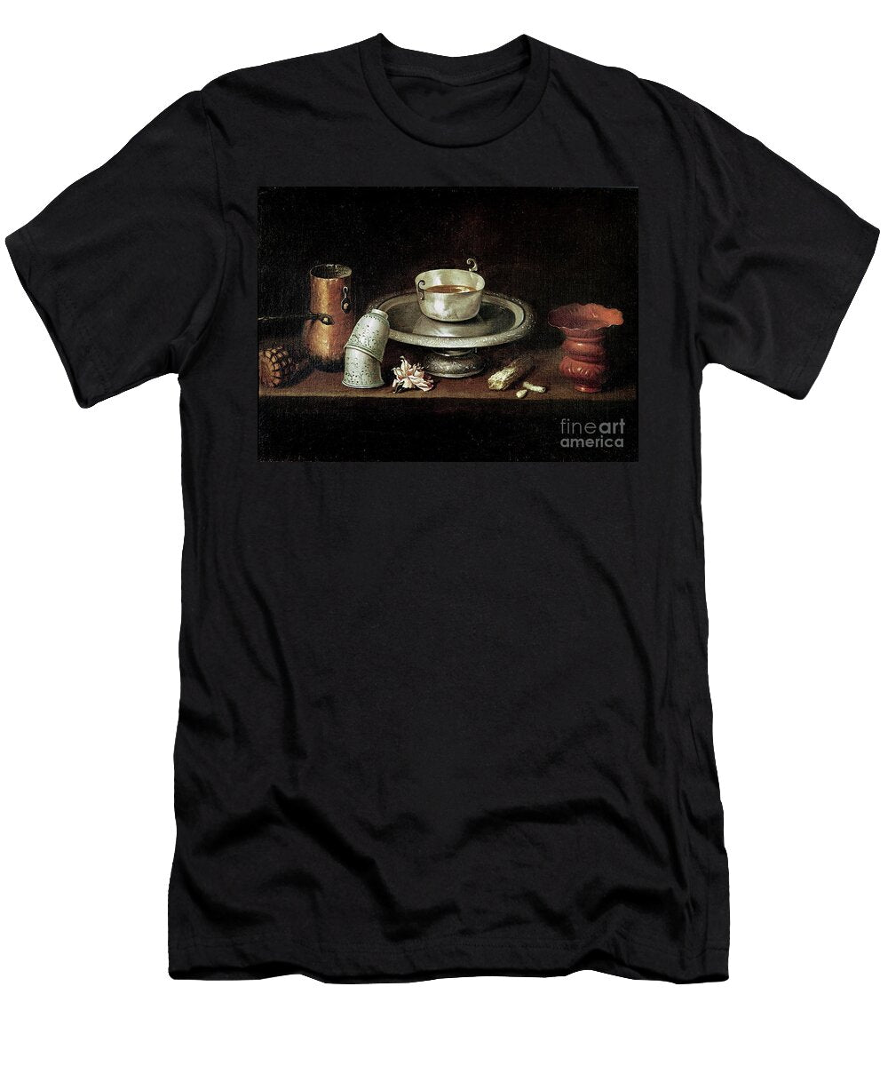 Still Life with a Bowl of Chocolate or Breakfast with Chocolate C1640 Juan De Zurbaran T-Shirt