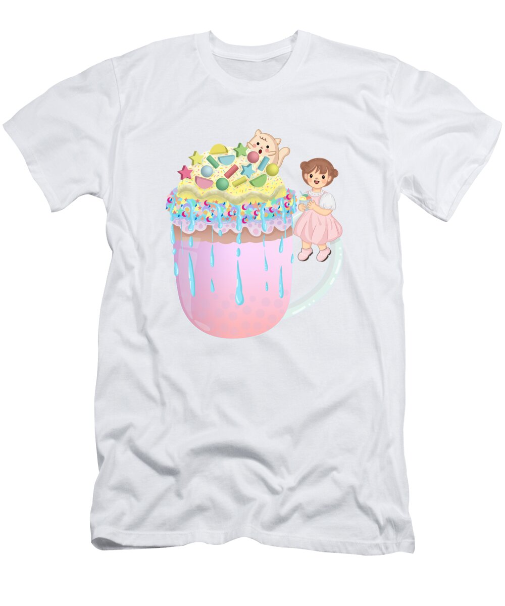 Strawberry Mango Boba Ice Cream Athikan Art T-Shirt