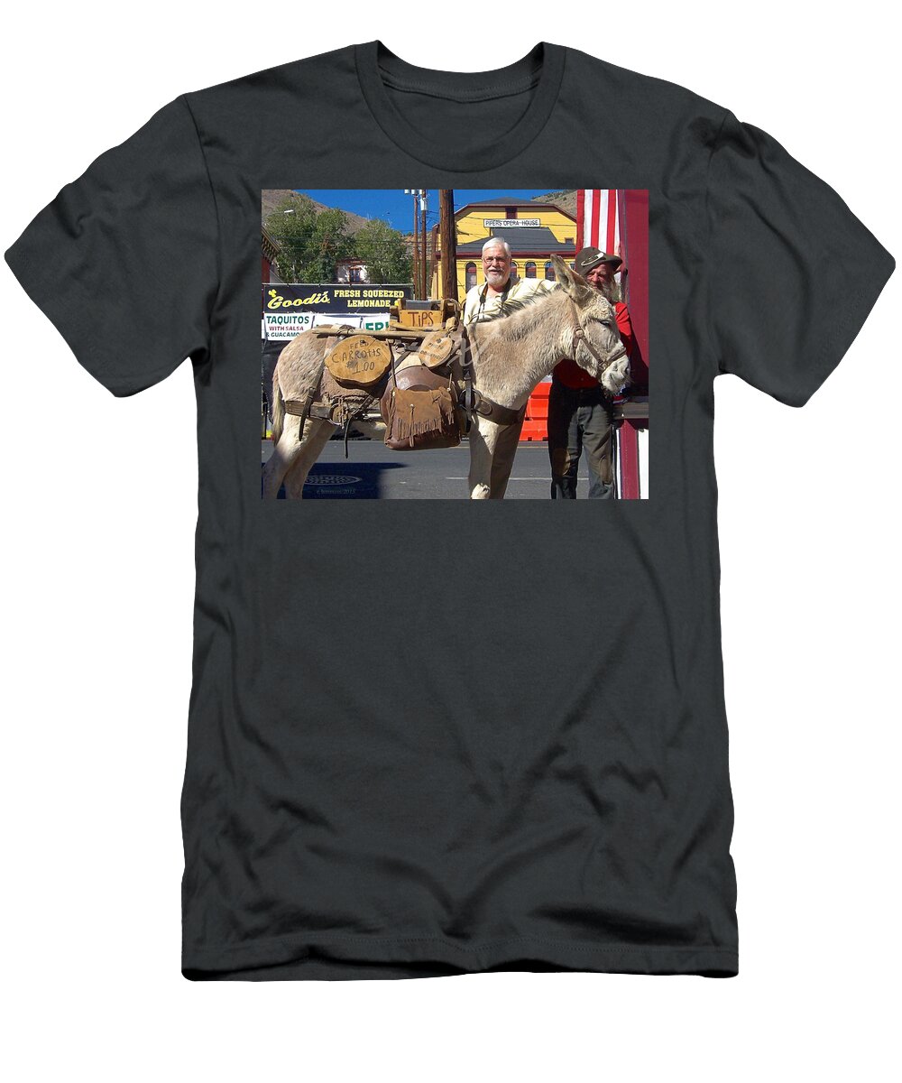 Street Scene with Donkey and Men Earl Simmins T-Shirt