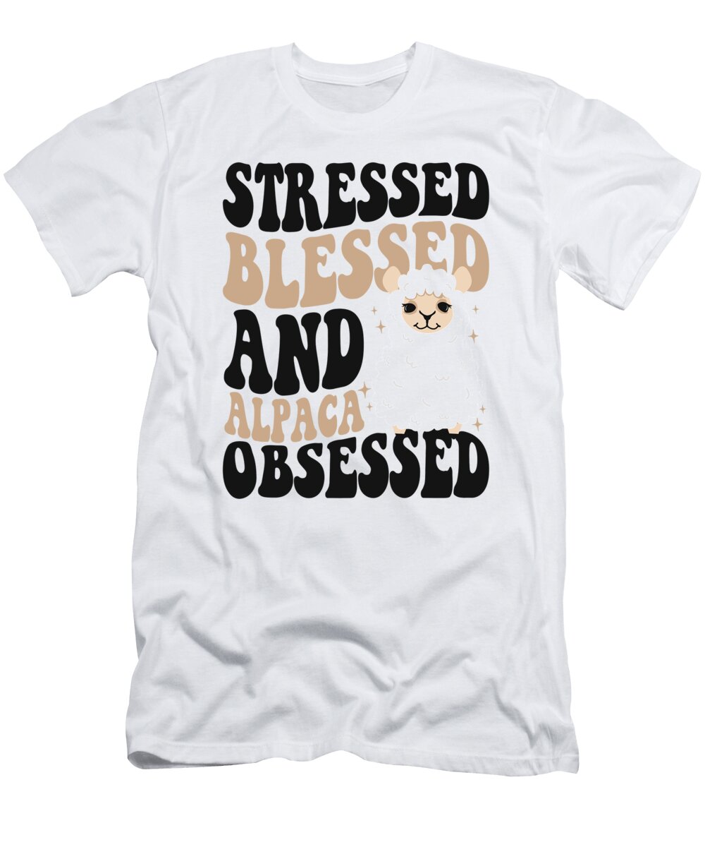 Stressed Blessed and Alpaca Obsessed Vicuna Guanaco Alpaca Marco Rothe T-Shirt