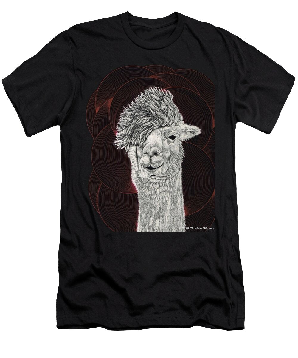 Stylish Alpaca in Patterned Frame Christine Gibbons T-Shirt