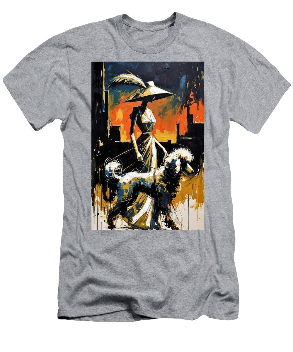 Stylish Woman Walking a Poodle Yanito Freminoshi T-Shirt