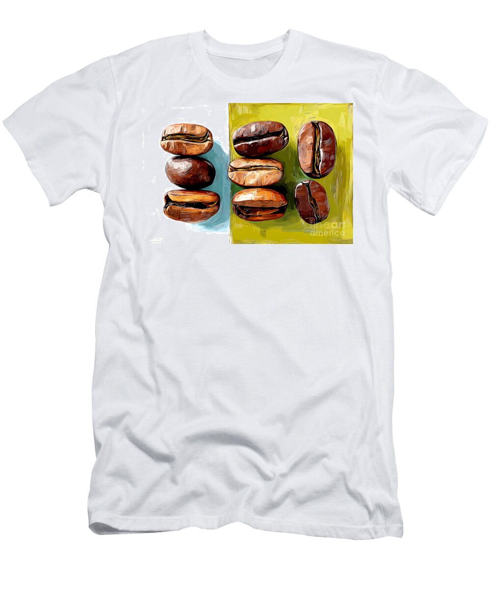 Stylized Coffee Beans on Dual Background Olfactoart Studio T-Shirt