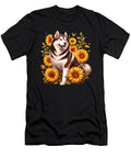 Sunflowers Floral Siberian Husky Dog Lover Natalie Lidford T-Shirt