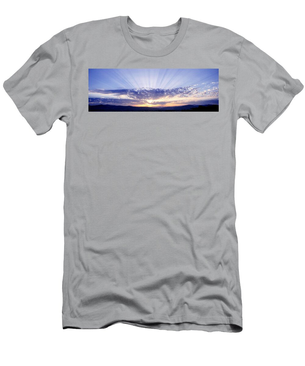 Sunlight Through Clouds Tuscany Italy Panoramic Images T-Shirt