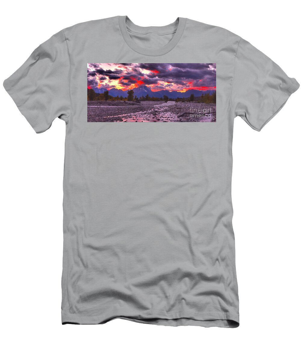 Sunset Fire Over Spring Creek Adam Jewell T-Shirt