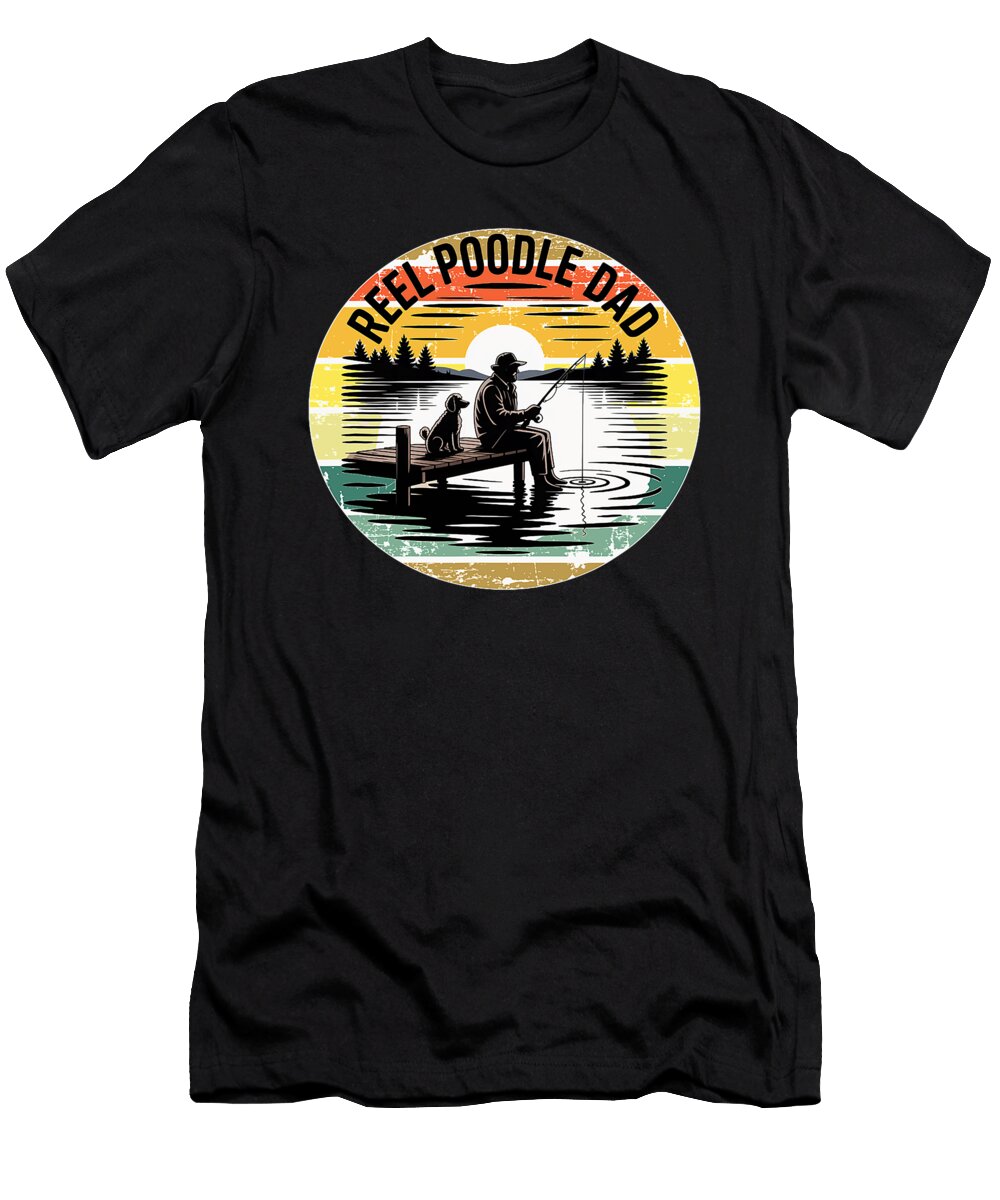 Sunset Fishing with Poodle Companion Studi Alex T-Shirt