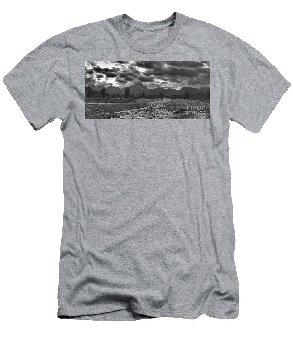 Sunset Fore Over Spread Creek Black and White Adam Jewell T-Shirt