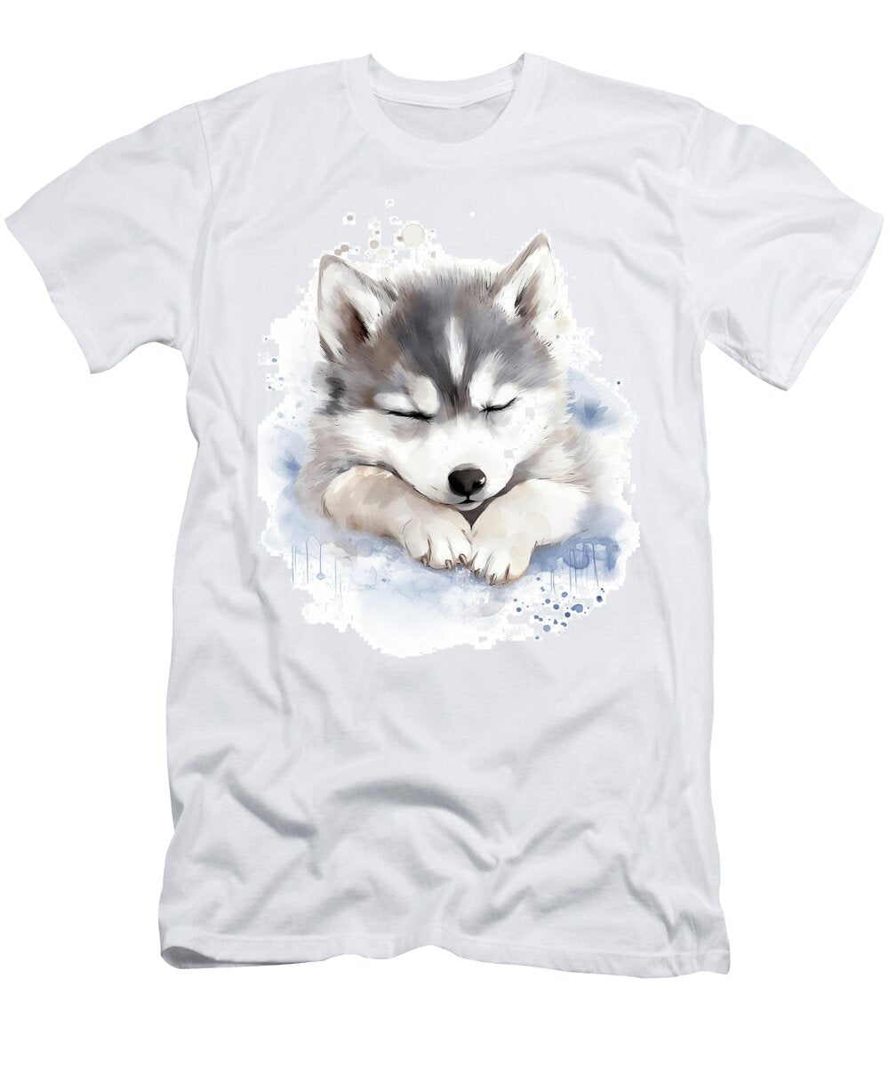 Super Cute Angel Sleeping Puppy Siberian Husky Dog 002 Wendy Sakura Wendy Sakura T-Shirt