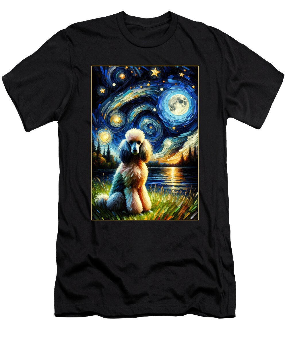 Surreal Starry Night Poodle Dog Lover Job T-Shirt