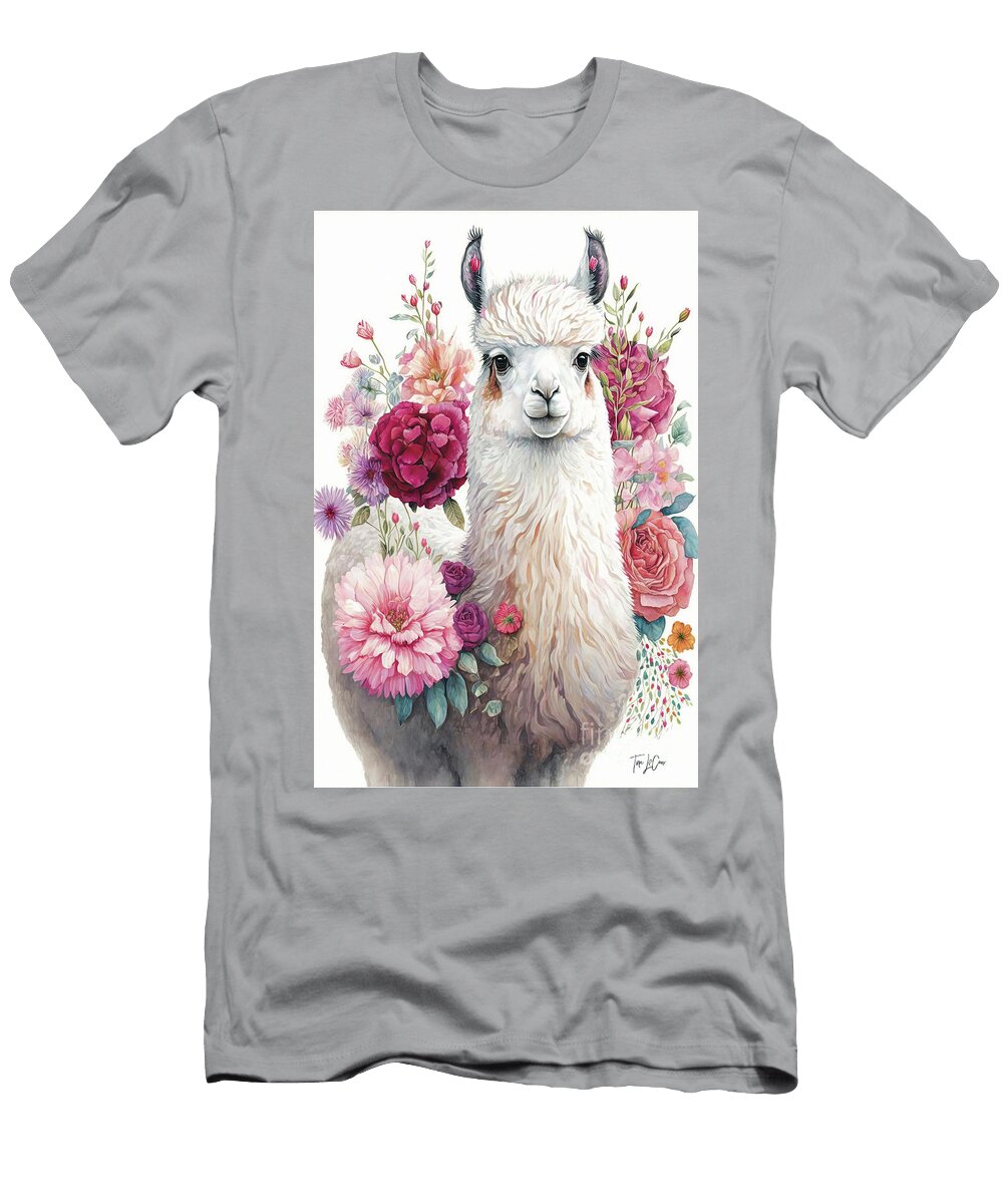 Sweet Rose Llama Tina Lecour T-Shirt