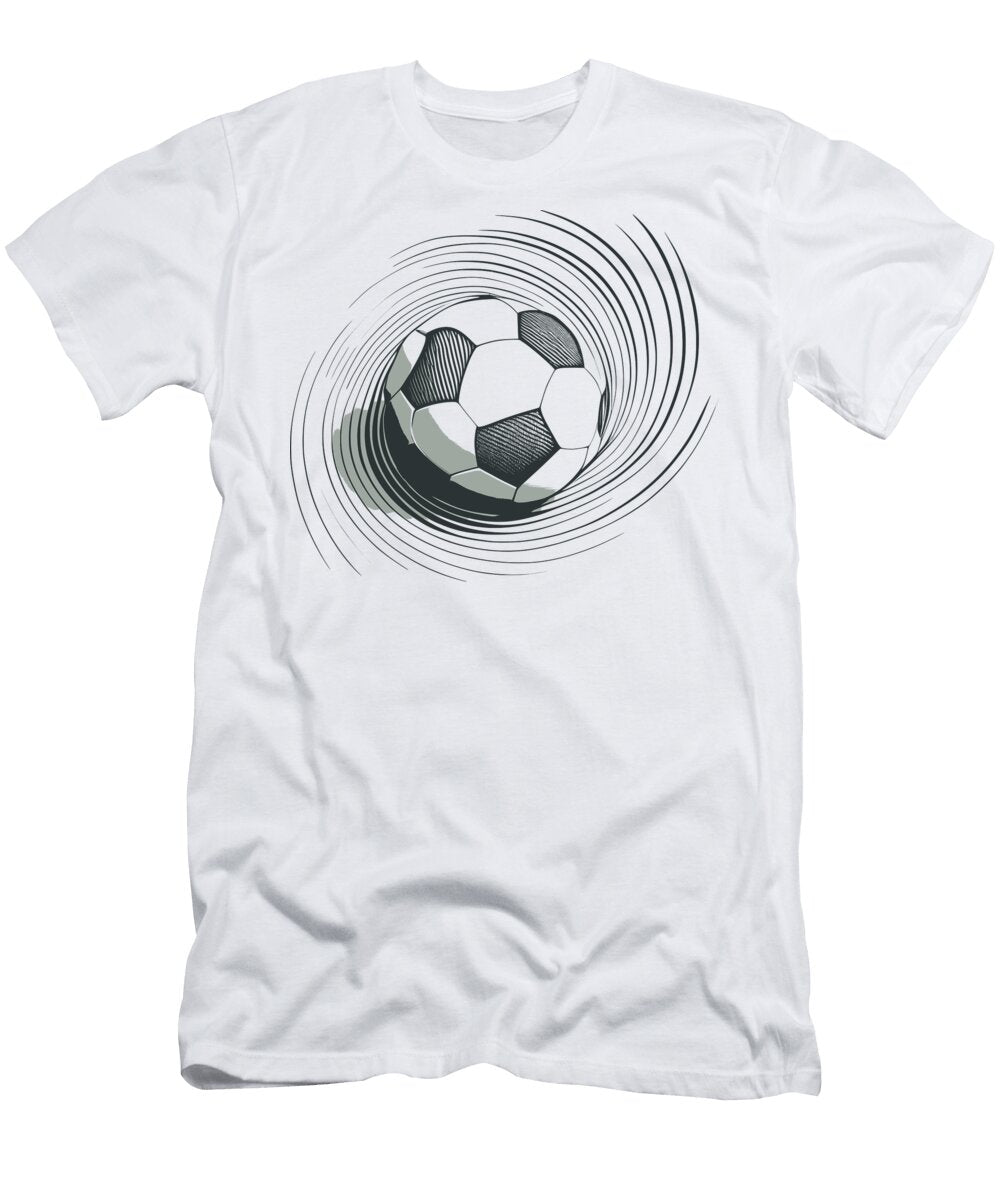 Swirling Soccer Ball Minimalist Modern Digital Art Happy Living T-Shirt