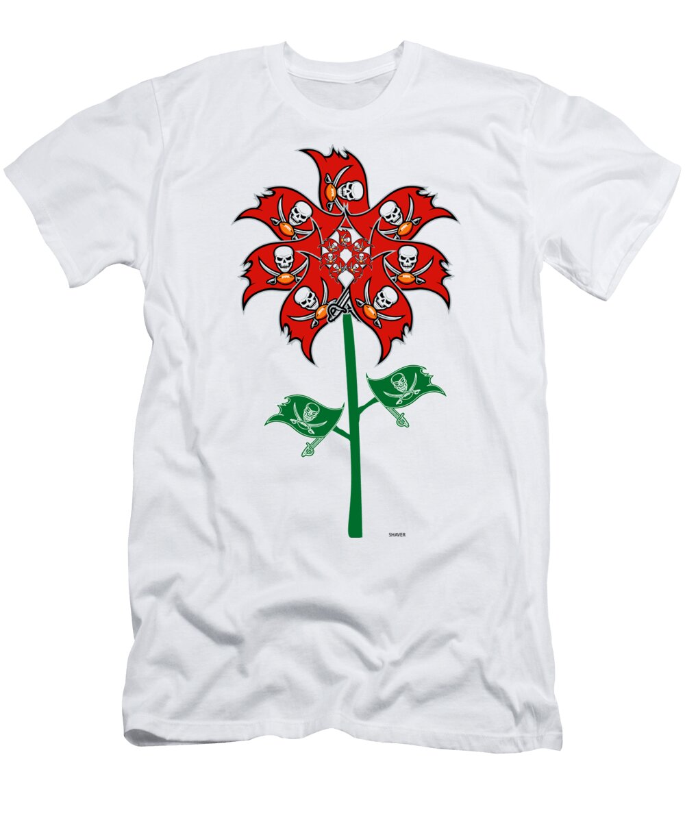 Tampa Bay Buccaneers NFL Football Team Logo Flower Art Steven Shaver T-Shirt