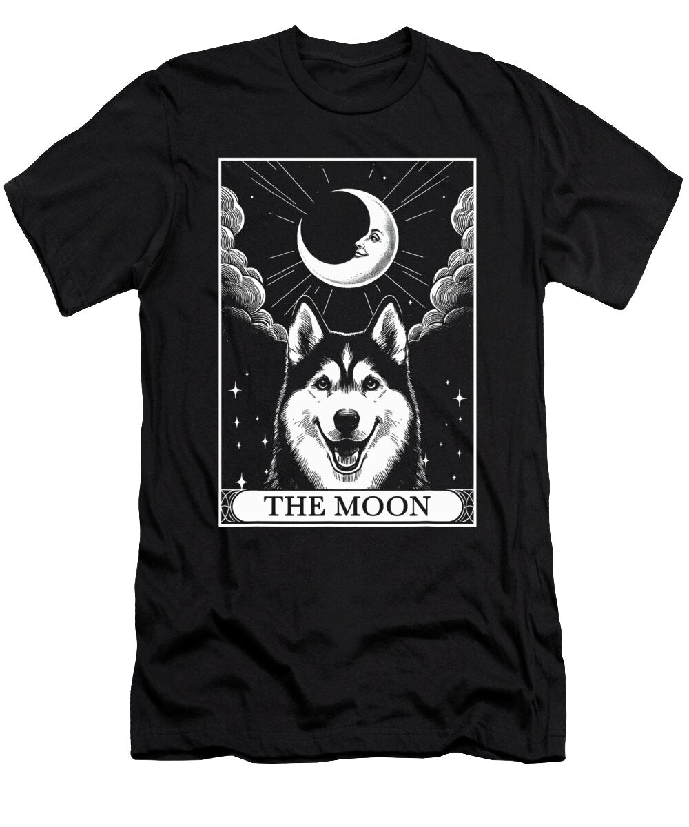 Tarot Card Vintage Crescent Moon Siberian Husky Yah Lishr T-Shirt