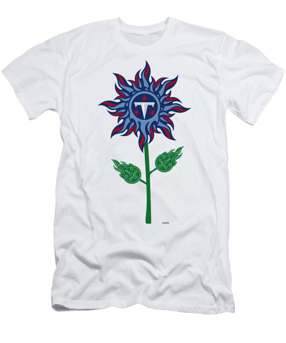 Tennessee Titans NFL Football Team Logo Flower Art Steven Shaver T-Shirt
