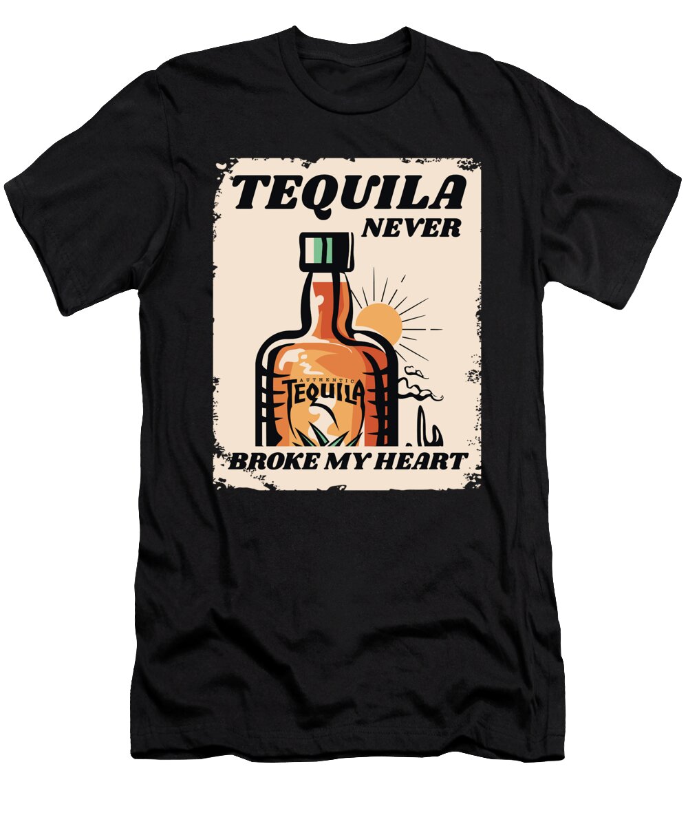 Tequila Never Broke My Heart Alcohol Moon T-Shirt